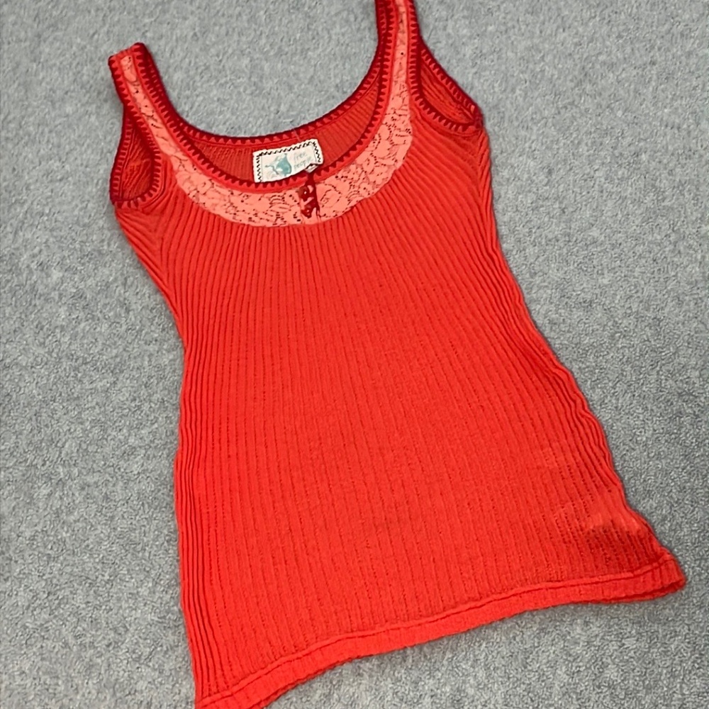 Womens Free People Ribbed Tank Top Small Skater Casual Coastal Beach Surf
